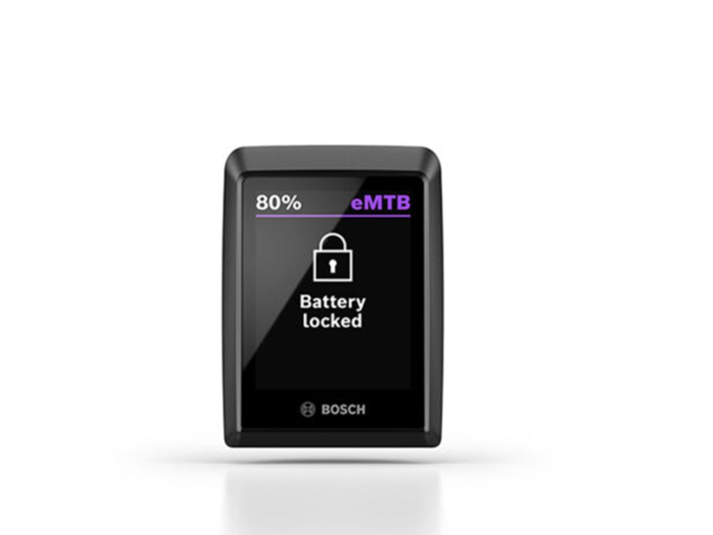 Display Bosch con icona del lucchetto e la scritta Battery locked